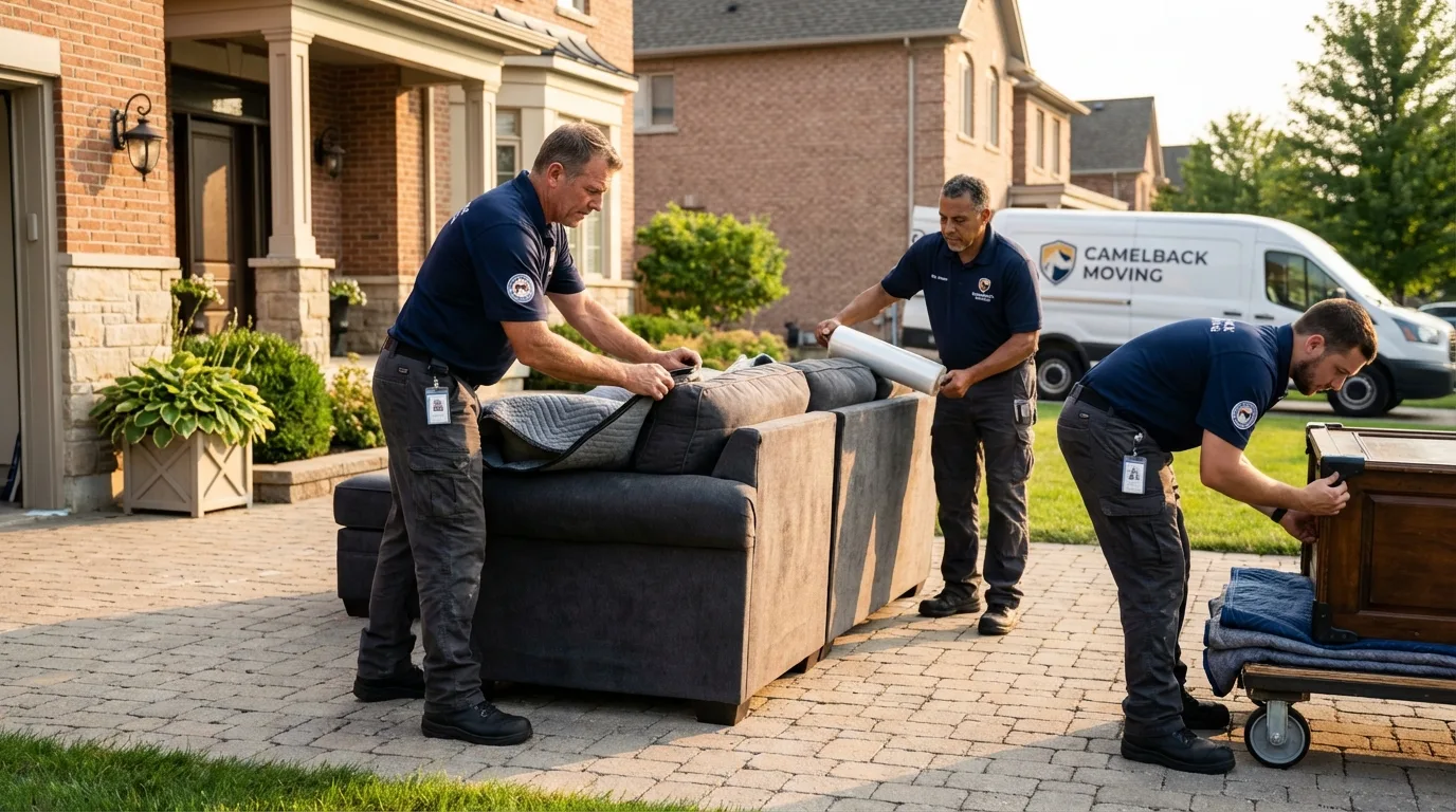 Large estate moving crew wrapping furniture in Jamul, CA